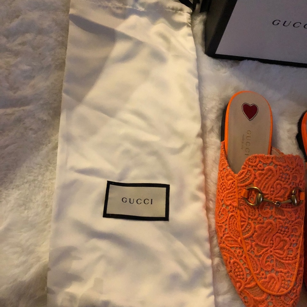 Gucci Orange Princeton floral lace backless loafer - Picture 8 of 15